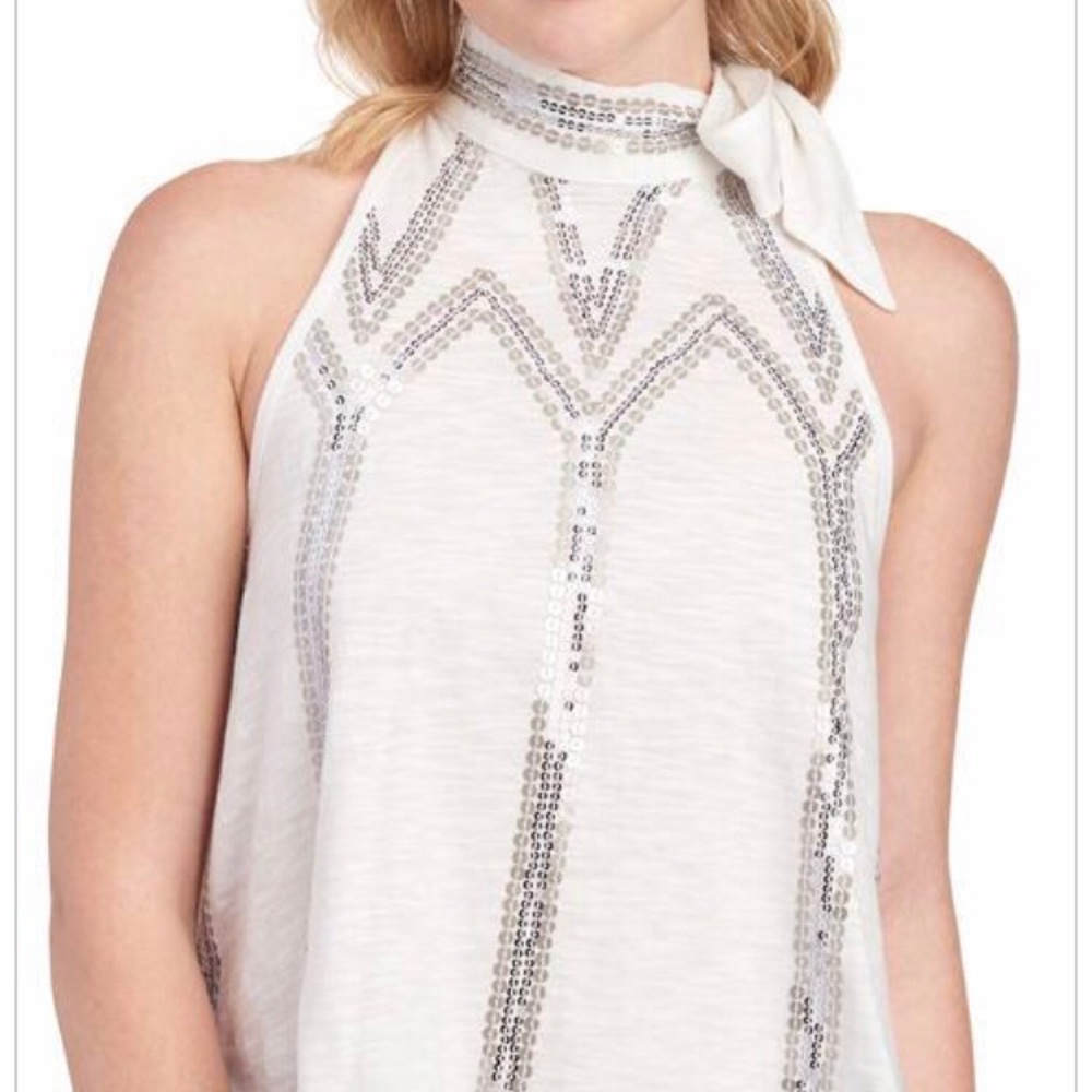 Free People Sequin Bow Top